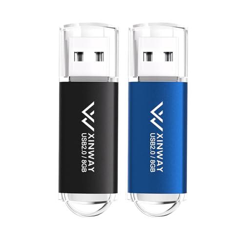 XinwaY Memory Stick 8GB USB Flash Drive Thumb Drives Data Storage USB Stick (2 Pack 8GB - Black Blue)