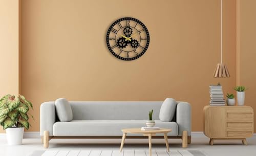 Image of Wall Clock Stylish Metal Analog Wall Clock for Living Room, Bedroom, Office, Kitchen, Home and Hall | Antique Fancy Big Size Modern Wall Watch (Black(DA-169), 40 CM)