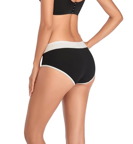 Image of Cotton Underwear for Women Mid Rise Hipster Panties Full Briefs Stretchy Ladies Full Coverage Panties