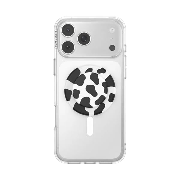 Image of PopSockets Phone Grip for MagSafe, Magnetic Holder- Cow Print