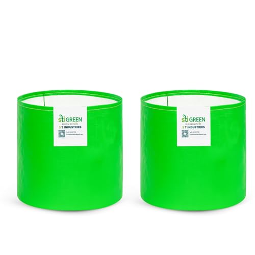 Image of HDPE Grow Bags for Plants 12X18 Inch (Pack of 2) | 260 GSM Heavy Duty UV-Protected Round Green Colour Plant Bags for Terrace and Vegetable Gardening | Strong & Reusable|