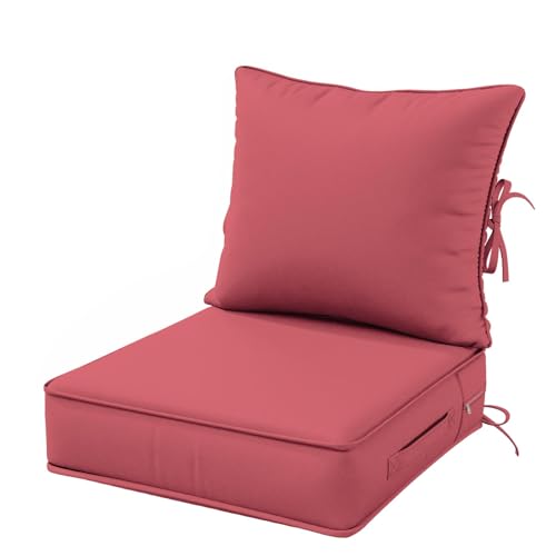 Outdoor Patio Chair Cushions Set 19 L X 19 W X 4 H Inch Waterproof & Fade Resistant Deep Seat and Back Cushions with Removable Covers Outdoor Seat Cushion Set for Chairs and Sofas