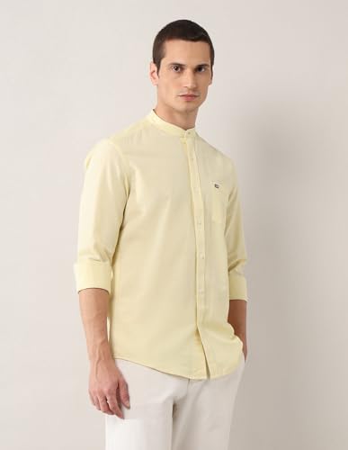 Image of Arrow Sports Men's Slim Fit Pure Cotton Mandarin Collar Shirt