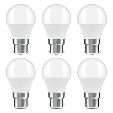 LED B22 Bayonet Light Bulbs, 6 Pack 5W Golf Ball Bulb Warm White 3000K, 40W Incandescent Equivalent 400LM Energy Saving Lamp, G45 Mini Globe Light Bulbs, No Flicker Eye Protection, Non-Dimmable Cover
