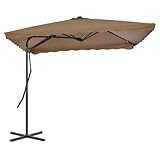 Fasba Sonnenschirm mit Stahl-Mast 250x250 cm Taupe, Strandschirm Terrassenschirm für Strandkorb-Begleitung Campingplatz gemütliche Leseecke im Hof44884