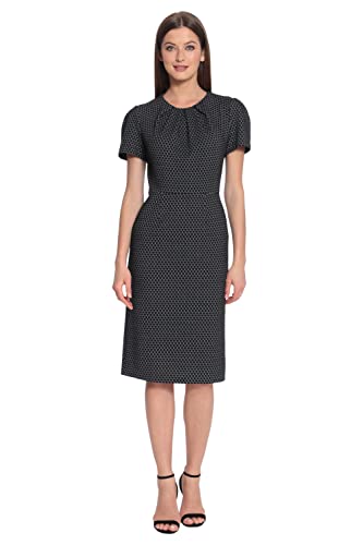 Maggy London Women's Tucked Jewel Neck Sheath Career Office Wear Work Dress2