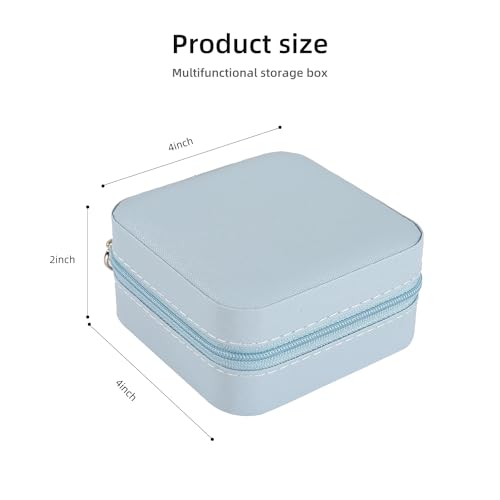 Image of KElofoN Travel jewelry case Travel jewelry box Travel Jewelry Organizer Small Jewelry Organizer Box for Girls Women with Mirror (Sky blue-5)