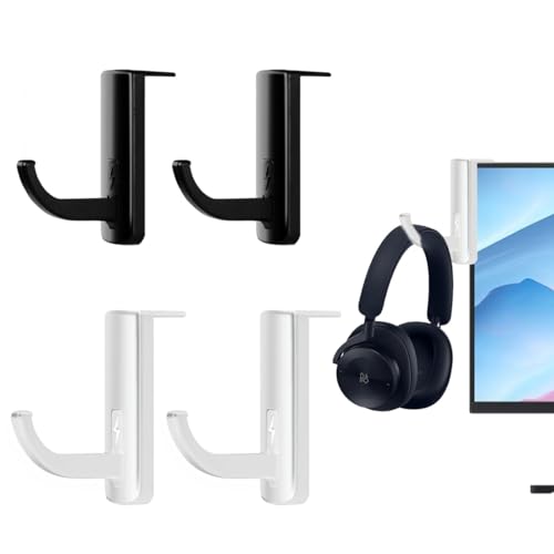 JUGUTA Oqkahiv Soporte Adhesivo Para Auriculares - Gancho Para Monitor De Pc - Paquete De 4 Gancho De Auriculares Para Cualquier Tipo De Auriculares, Ahorra Espacio En Tu Escritorio