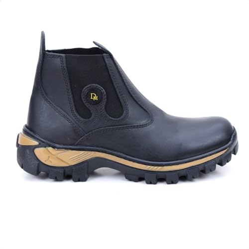 Bota Masculina Botina em Couro Impermeável Coturno Palmilha Gel C...