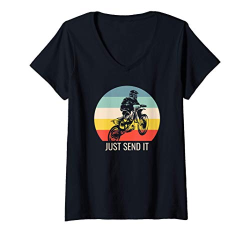 Donna Dirt Bike, Motocross Gift; Basta inviarlo Maglietta con Collo a V