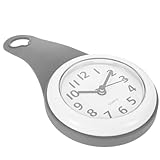 ROMISBABA Orologio da Parete Silenzioso per Bagno Ventosa e Porta Chiavi in Plastica Grigio Resistente