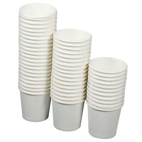 TOYZFRIENDY 200 Piezas Unidades Vasos Desechables de Papel Blanco para Café Caliente Té y Espresso para Oficina y Fiestas Diseño Antidesbordamiento para Bebidas Pequeñas