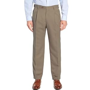 Men’s No Iron Pleated Dress Pants Expandable Waist Regular Fit Premium Comfort Slacks