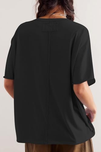 Womens Oversized T Shirts Loose Fit V Neck Short Sleeve Tops Summer Casual Blouse Trendy 2025 Basic Tee2