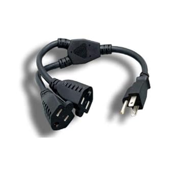 Kentek 3 Ft Power Cord 3 Prong Extension Y Splitter Cable NEMA5-15P to 2 X NEMA5-15R 16 AWG 13A 250V Black Heavy Duty