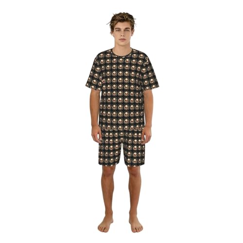 Pyjama de détente homme contre la chaleur nocturne ensemble léger imprimé cerf Noël