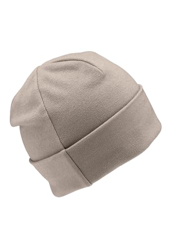 Sterntaler Beanie aus feiner Strickware - Zeitlose Unisex Mütze mit Umschlag - passend für Jungen und Mädchen - Zwei Tragevarianten - bequem und elastisch - Sand, Größe 45