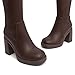 Athlefit Brown Knee High Boots for Women Chunky Heel Platform Tall Boots Square Toe Fall Fashion high heeled Long Booties Size 7