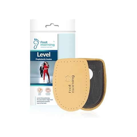 Foot Morning Level Heel Cushions for Shoes & Boots (1 Pair) – Beige Leather & Foam Cushion for Realignment – Self-Adhesive Leg Adjust Aid for Men & Women (Women 4-6) Cover