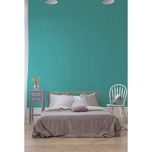 Türkis Tapete Uni Modern für Wohnzimmer Schlafzimmer blau türkis Made in Germany 10,05 m x 0,53m Novamur