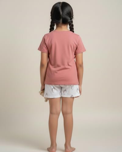 Image of Pure Cotton Half Sleeves Paw Printed T-Shirt & Shorts Set Grey