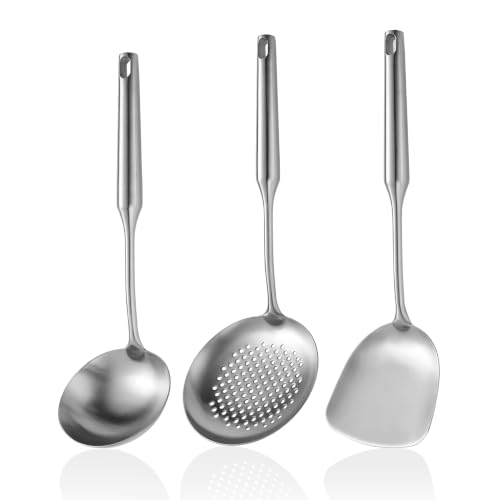 NIITAWH Wok Utensils for Carbon Steel, Stainless Steel Wok Spatula, Wok Tools Professional Set...