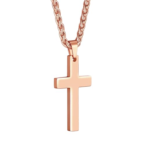 PROSTEEL Cross Necklace Mens, Cross Pendant with Adjustable Chain, Sliver Black Gold Plated Crucifix Necklace for Men 316L Stainless Steel Personalised Engraving Available -With Gift Box Ros