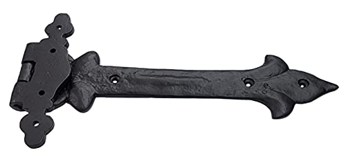 Image of Adonai Hardware Adonijah Antique Cast Iron Strap T Hinge (10 inch X 12 Pack, Matte Black) for Barn Doors, Gates, Shutters, Garages, Wooden Box, Fences, Sheds, Furniture, Chest and Trunks