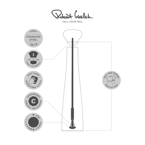 Robert Welch Palm Bright Large Pepper Mill. Made from Stainless Steel. 25-Year Guarantee. - Image 4