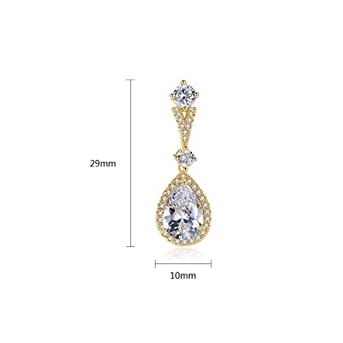 Teardrop Moissanite Earrings, 14K Gold Drop Dangle Earrings for Women, Ideal for Dinners and Special Events2