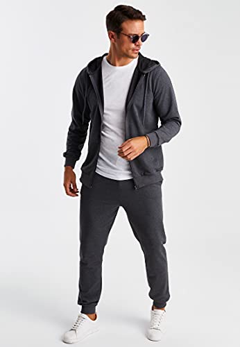 Björn Swensen Men's Hoodie Jacket Hooded Oversize Full-Zip Sweatshirt Sweater Pullover Longsleeve Long Sleeve Bs2001 Dunkel Grau Medium #TOP1