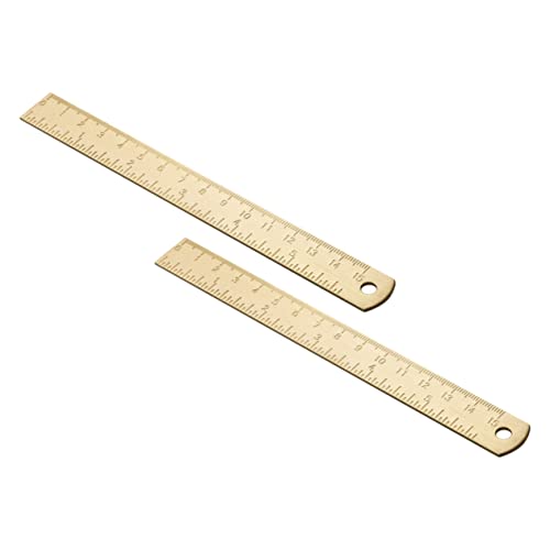 NUOLUX 2個 純製ヴィンテージしおり定規 薄型軽量で耐久性抜群 書籍保護と正確な計測に 学習やオフィス家用多機能描画アクセサリー