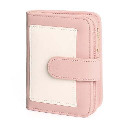 Image of GOIACII Small Wallet for Women RFID Blocking Bifold Wallets Ladies Card Holder Coin Zipper Pocket Pink