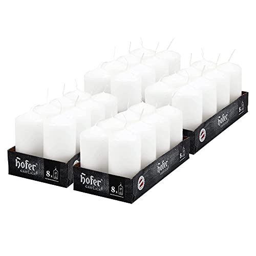 Hofer Petite Bougies Cylindrique - Lot de 32 Bougies Blanches Sans Odeur - 4,5 x 9 cm - 15 Heures Longue Durée de Bougies pour la Décoration - Cire Sans Gouttes - Non Toxique - Mèche Sans Fumée