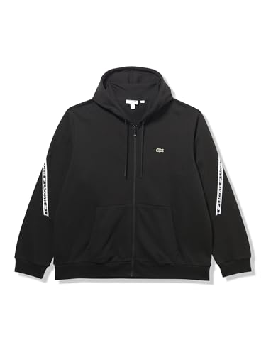 Image of Lacoste Men's Printed Bands Hooded Zip Sweatshirt, Black, 3X-Large