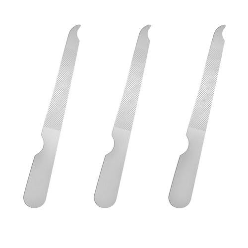 Desenda 3 PCS Stainless Steel Nail File Metal Double Sided Nail File with Curved Sharp Pointed for Salon and Home Manicure Files (Silver)