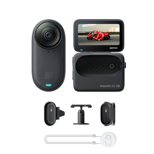 Image of Insta360 GO 3S Motorcycle POV Bundle - 128 GB Black 4K Tiny Portable Vlogging Camera, Hands-Free POVs, Mount Anywhere, Stabilization, 140 Min Battery Life