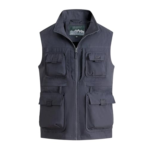 Chaleco de pesca multibolsillos para hombre chaqueta ligera de secado rápido 2