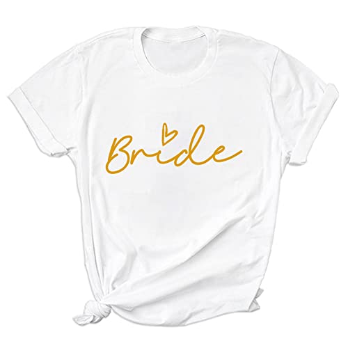 Bride T-Shirt Bride Team Shirt Bachelorette Party Shirt Bridal Party Tops Bridesmaid Proposal Tees (US, Alpha, Medium, Regular, Regular, Bride Gold)