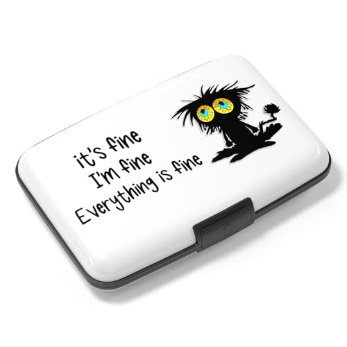 Image of Card Holder Credit Cards Holder for Women RFID wallet women Business Card Holder Wallet Mini Aluminum Card Wallet RFID Blocking Slim Metal Hard Card for Women, Black Cat