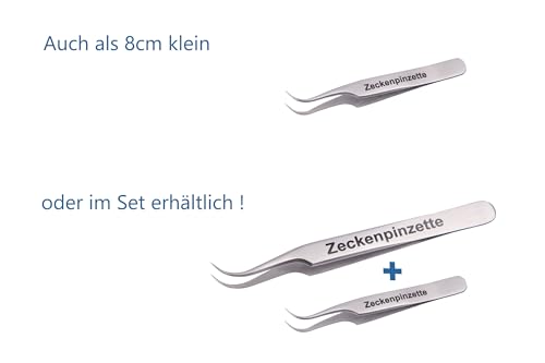 Faude Zeckenzange, Zeckenpinzette zum entfernen von Zecken jeder Größe ohne sie zu quetschen mit rund gebogen, fein spitz geschliffener Spitze, Edelstahl12,5cm
