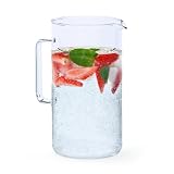 Capacidad: 2.5 Litros Wessper Jarra de Cristal resistente, Jarra de Agua con caño y asa, Jarra de cristal para Bebidas frías, Zumo, Leche, té helado, transparente, 2.5 L