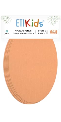Haberdashery Online 6 rodilleras color Salmón termoadhesivas de plancha. Coderas para proteger tu ropa y reparación de pantalones, chaquetas, jerseys, camisas. 16 x 10 cm. RP32