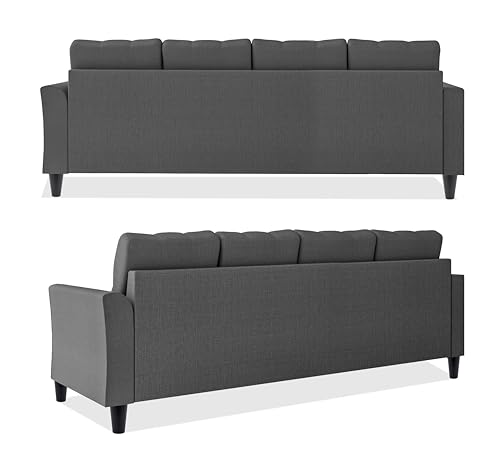 Image of Adorn India Maddox Tufted L Shape 5 Seater Sofa Set LHS (Grey) (3 Year Warranty)
