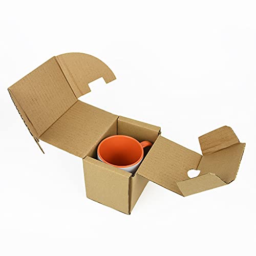 11 Oz Orange Inside And Handle Sublimation Blank Mugs With Brown Mail Order Box Case Of 6 #TOP3