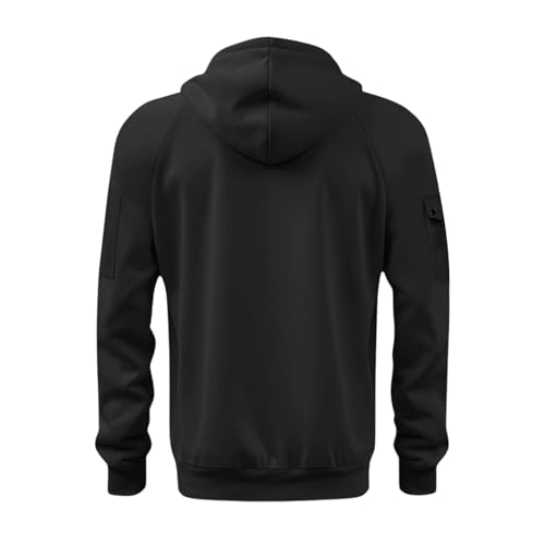 Mens Zip Up Tactical Hoodie Oversized Fleece Sweatshirts Quarter Zip Pullover Drawstring Multi-Pocket Outdoor Casual Jacket4