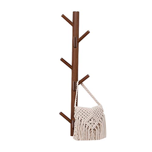 DENGSH Freistehender Kleiderständer mit 8 Haken, Garderobe aus Massivholz, in Baumform,für Kleidung, Hüte, Taschen, Flur, Eingangsbereich/Kaffee / 74cm Cover