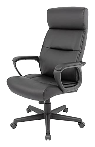 Image of STAPLES Rutherford Ergonomic Manager & Executive Office Chair, High Back Swivel, Adjustable Height, Luxura Faux Leather, Black