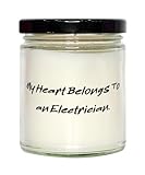 My Heart Belongs to an Electrician. Electrician Scent Candle, Sarcastic Electrician Gifts, for Coworkers from Friends, Electrician Tool kit, Electrician Coffee Mug, Electrician Tshirt, Electrician