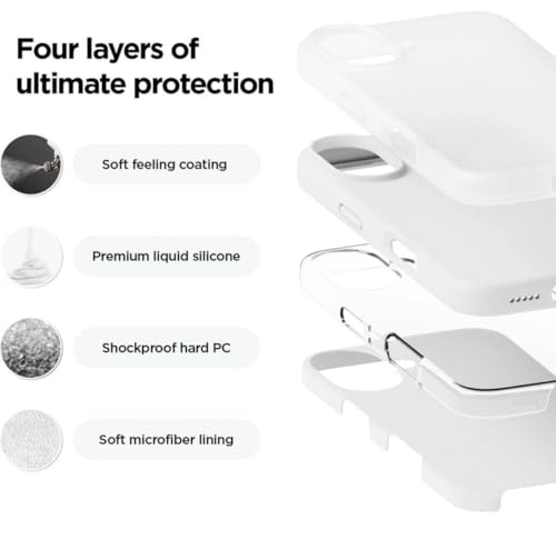 Image of Premium Liquid Silicone Case for iPhone 16 Plus - Slim Full Body Protective Back Cover with Soft Microfiber Lining, Anti-Slip Grip Scratch Resistant Phone Case (White)